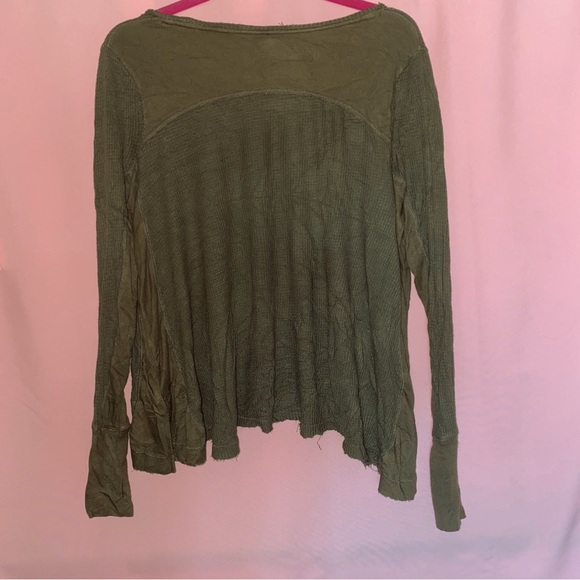 Free People Olive Green Long Sleeve Top We The Army Laguna Thumbhole Small Festi - Picture 8 of 14